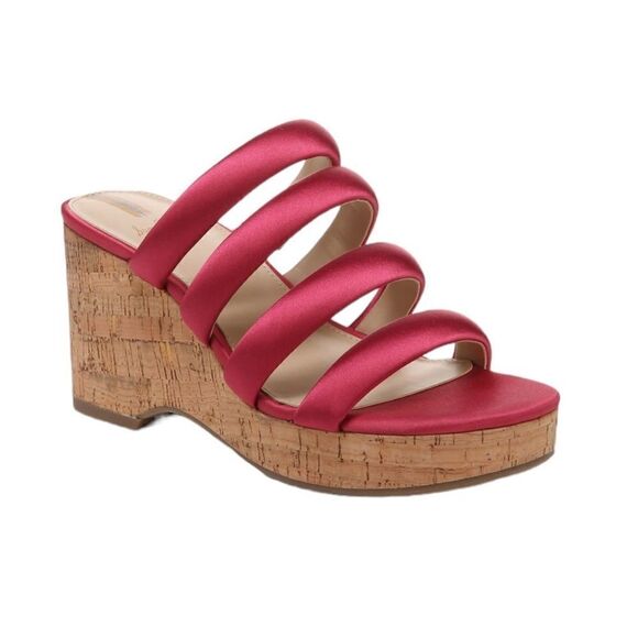 NWT SAM EDELMAN YUKI PLATFORM WEDGE SANDALS IN FUSHIA WOMENS 9.5 - Picture 5 of 10